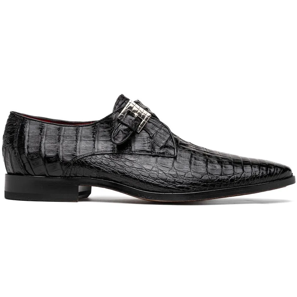 Marco Di Milano Rovigo Men's Shoes Wine Exotic Crocodile Skin Single Monk-Strap Loafers (MDM1000)