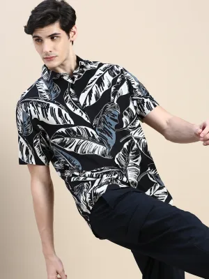 Men Black Floral Casual Shirt