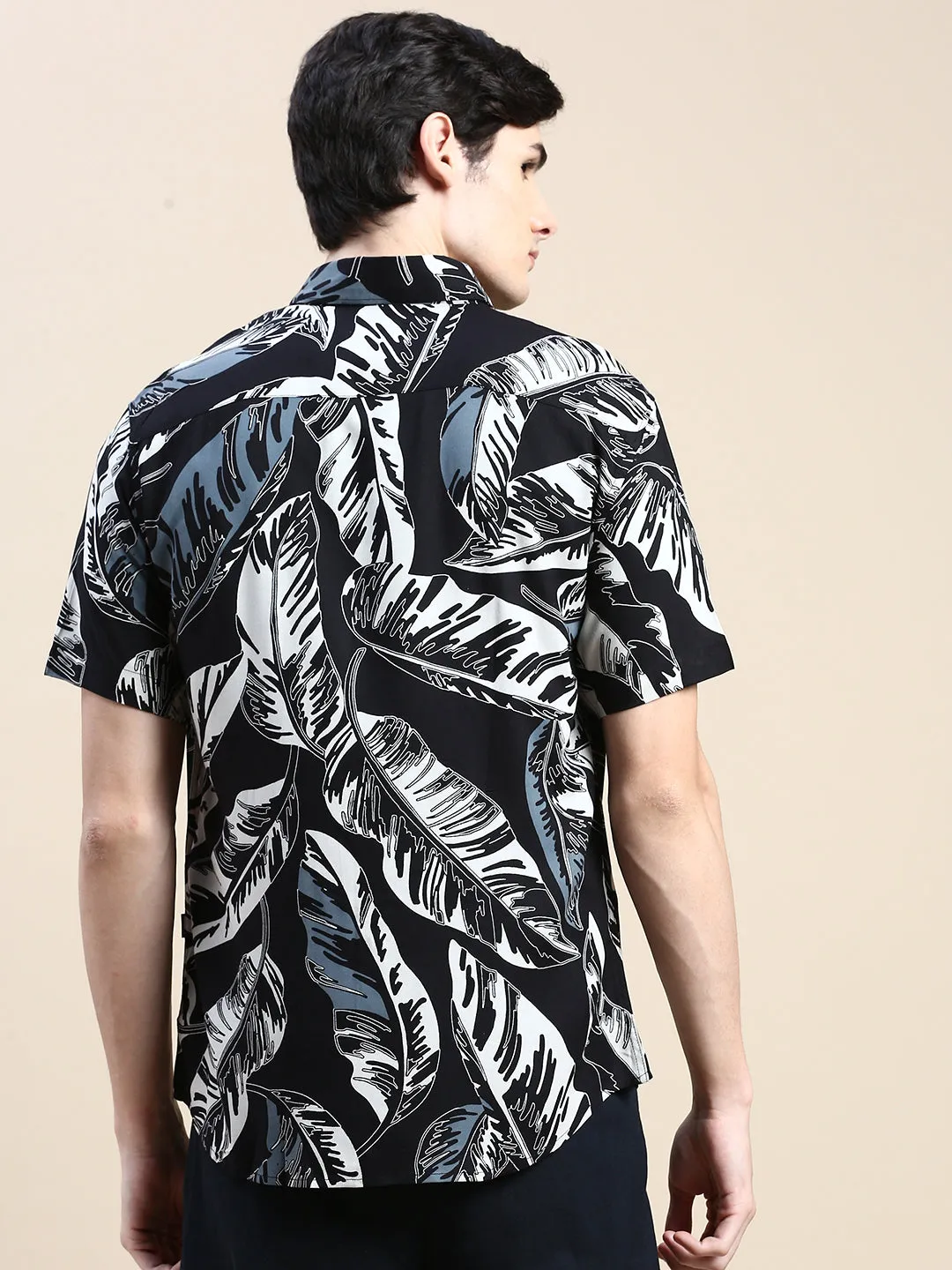 Men Black Floral Casual Shirt