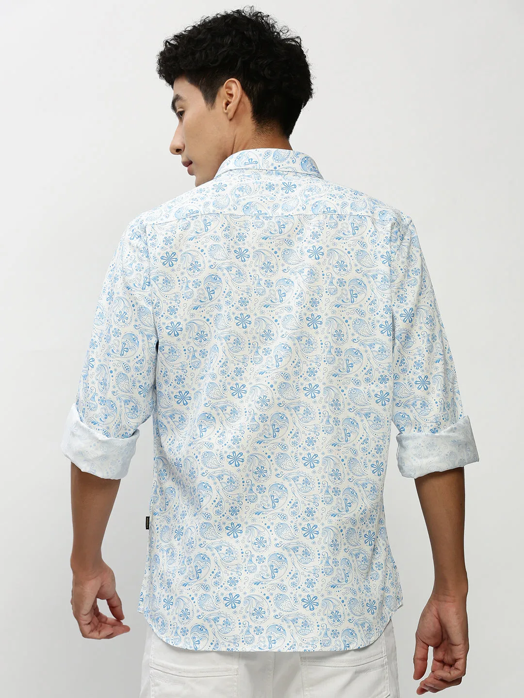 Men Blue Printed Casual Casual Shirts