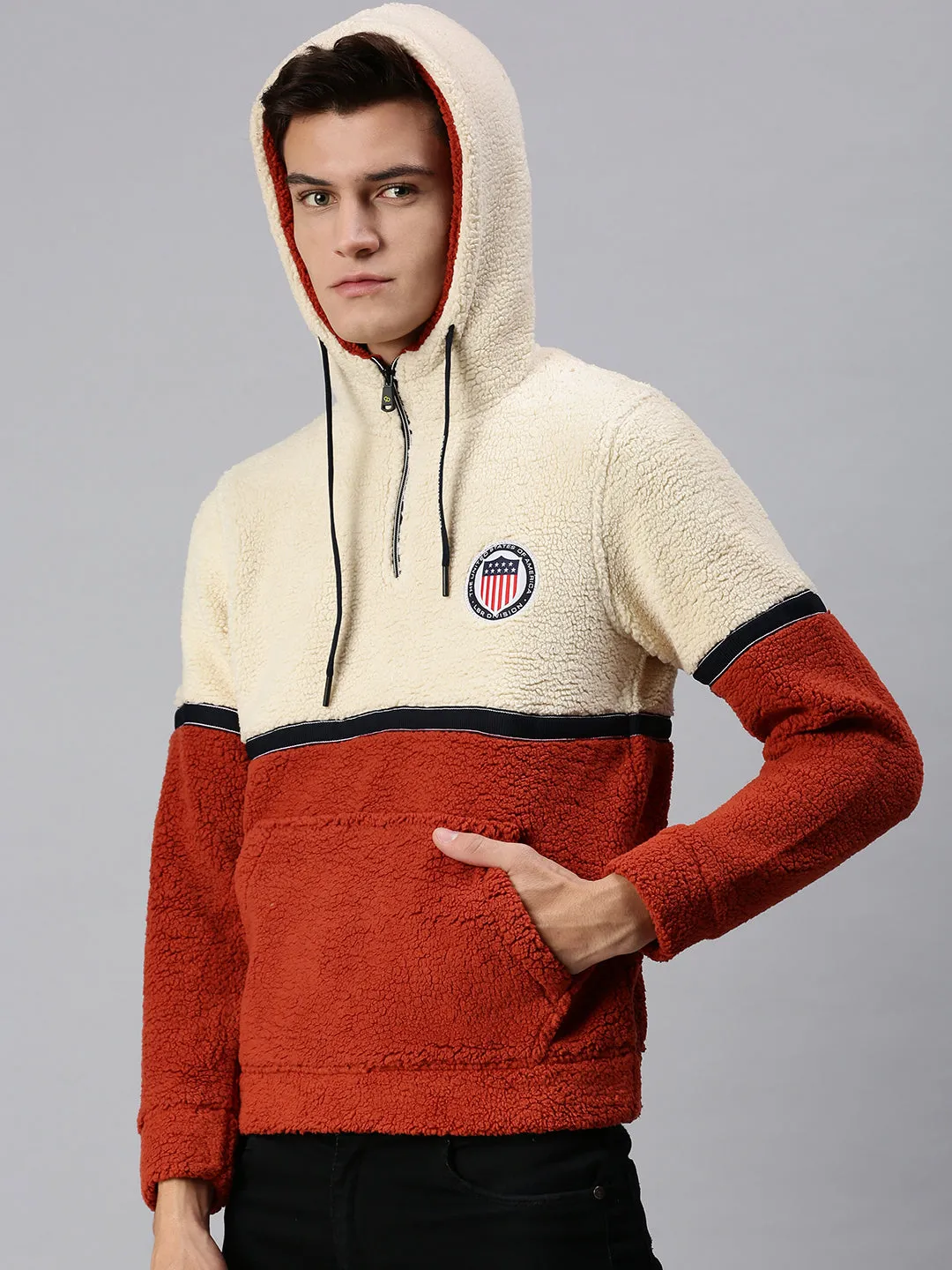 Men Hooded Colourblocked Multi Pullover