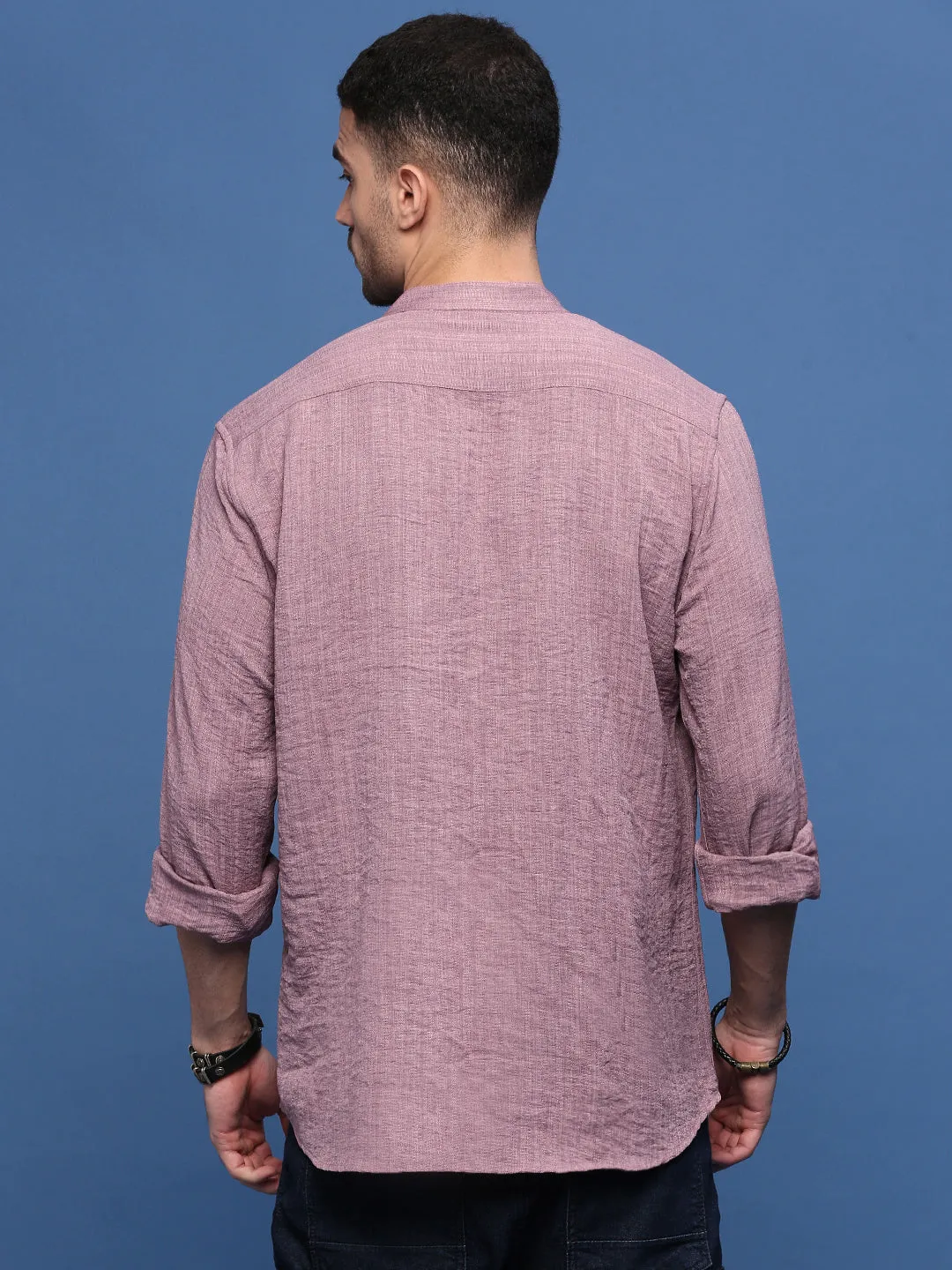 Men Mauve Solid Slim Fit Shirt