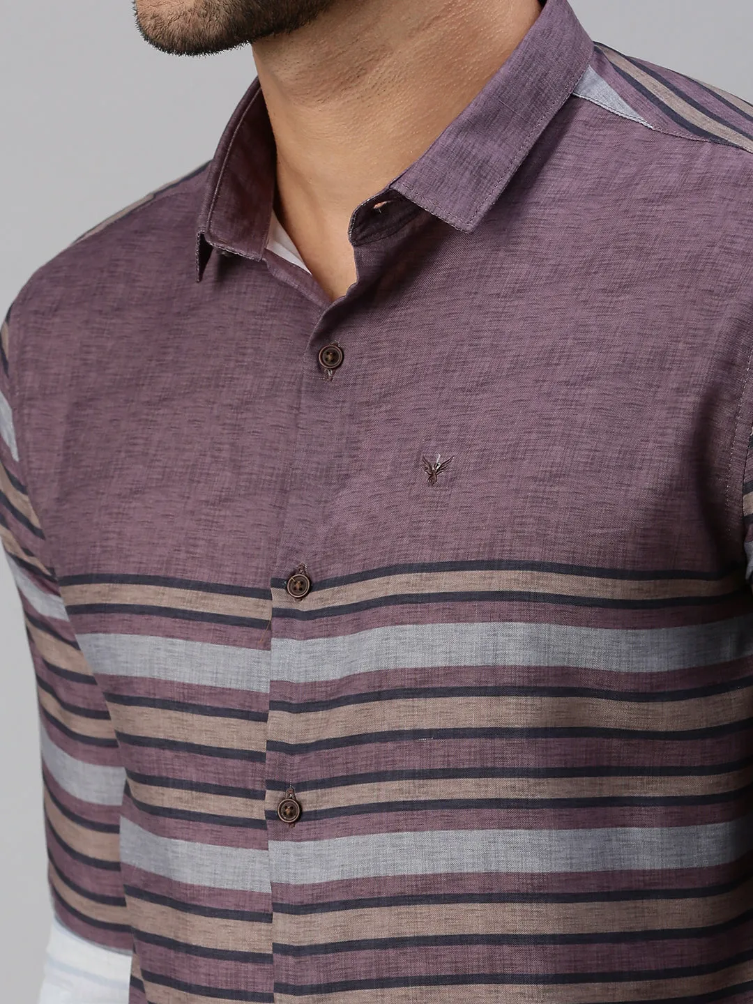 Men Mauve Striped Casual Shirt