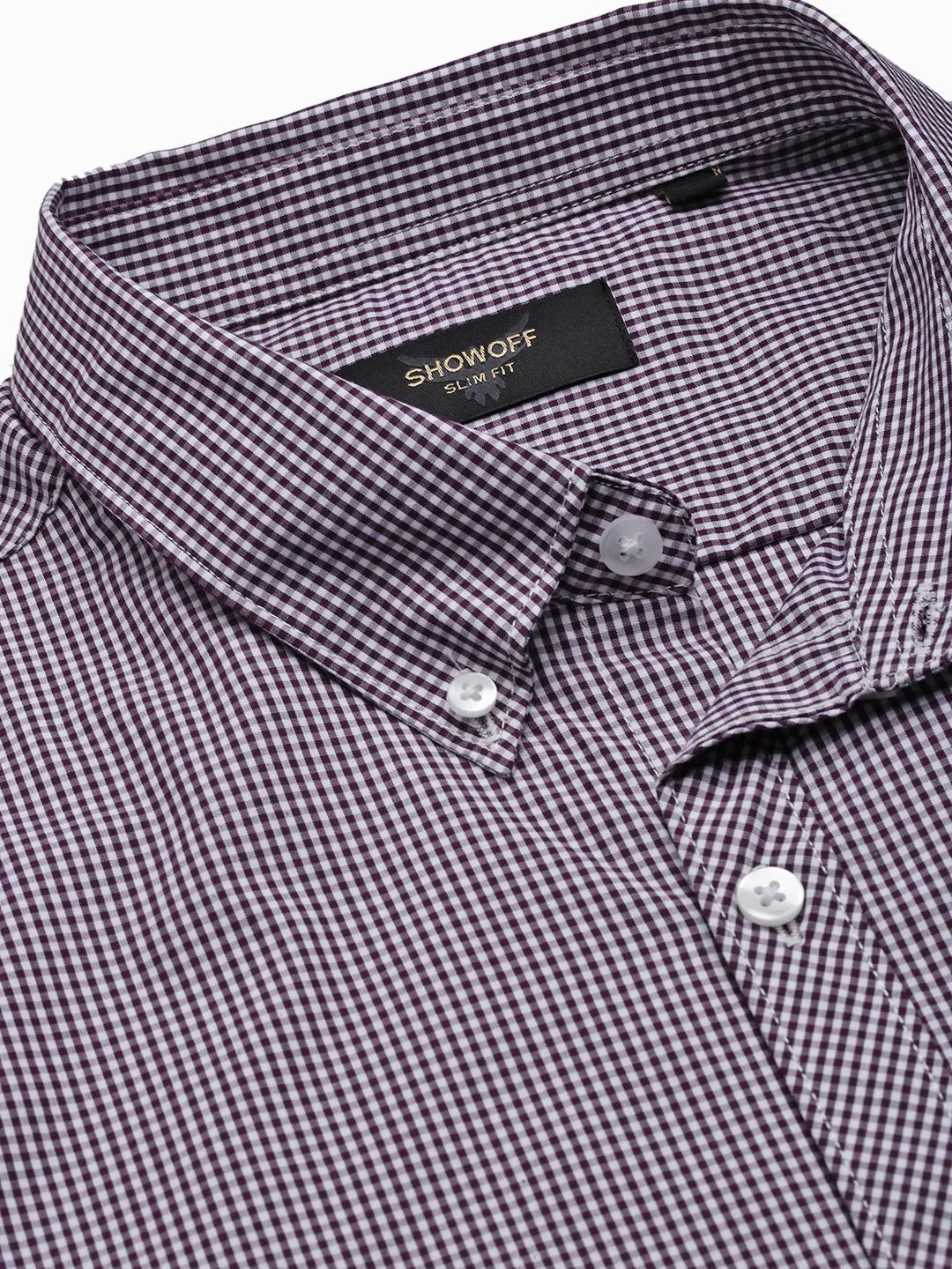 Men Purple Checked Slim Fit Shirt