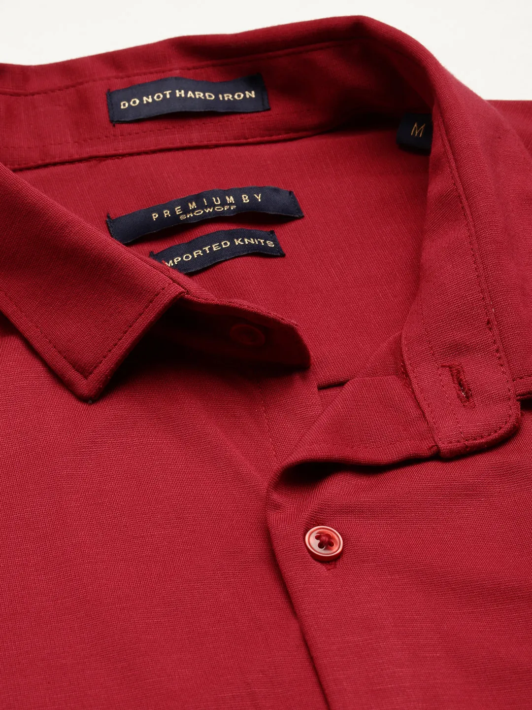 Men Red Solid Casual Shirt