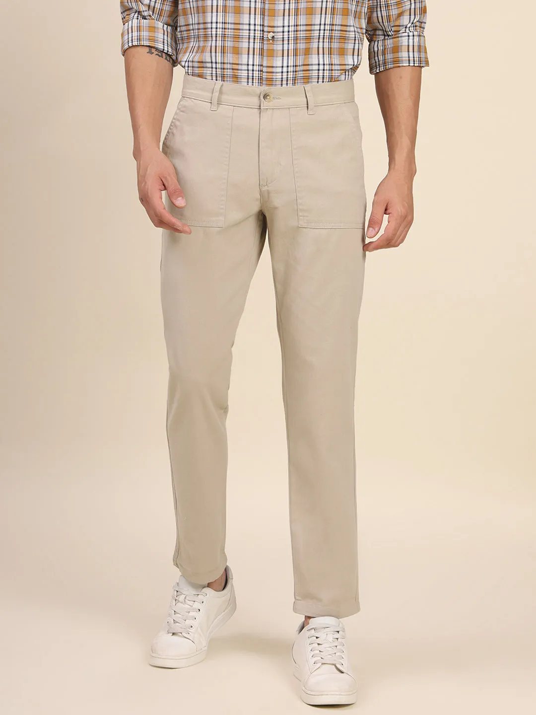 Men's Beige Chino Smart Casual Look For Season Essential