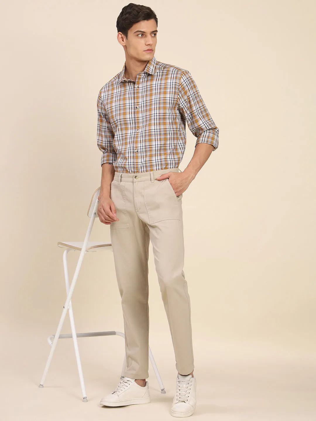 Men's Beige Chino Smart Casual Look For Season Essential