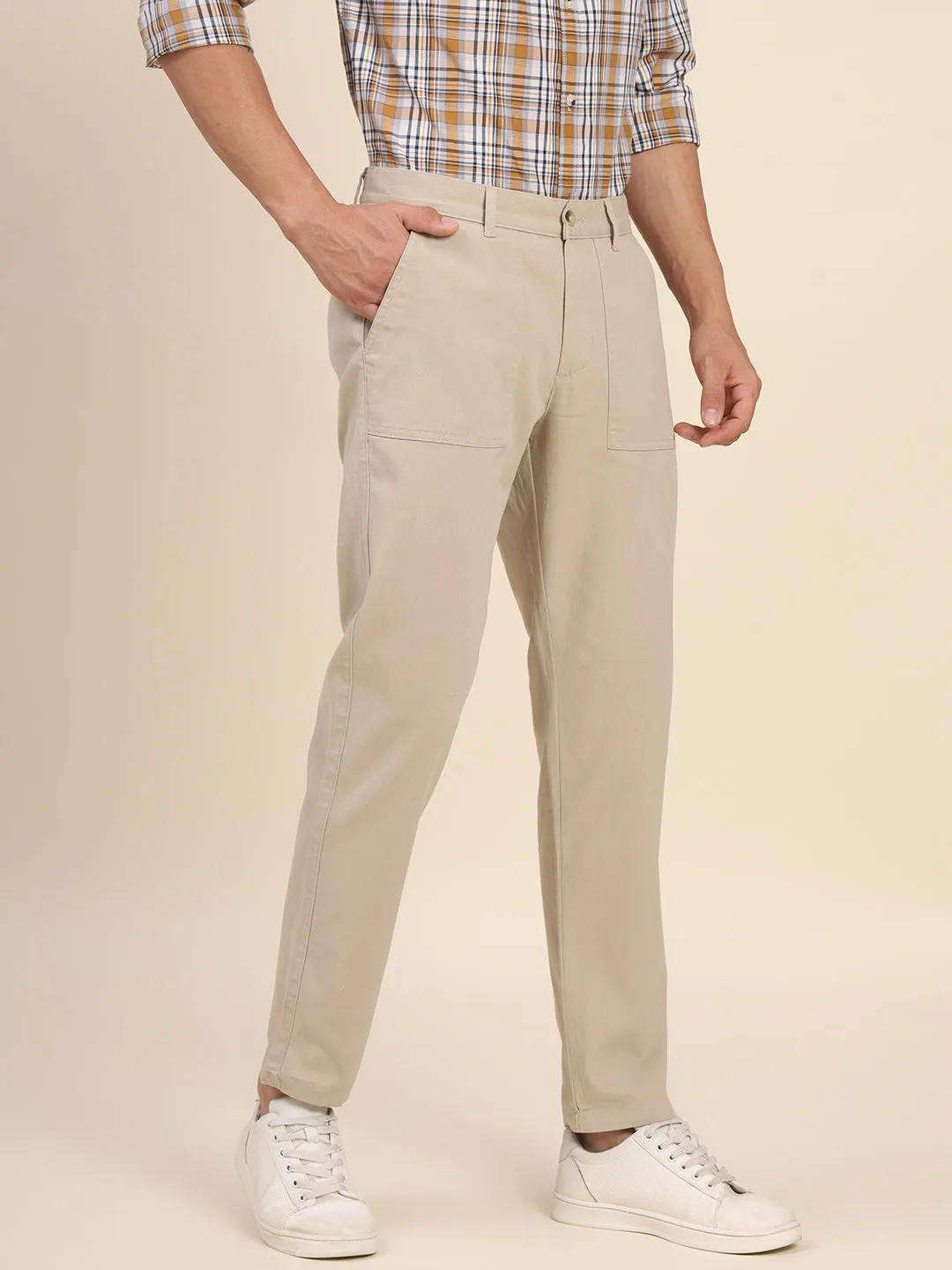 Men's Beige Chino Smart Casual Look For Season Essential