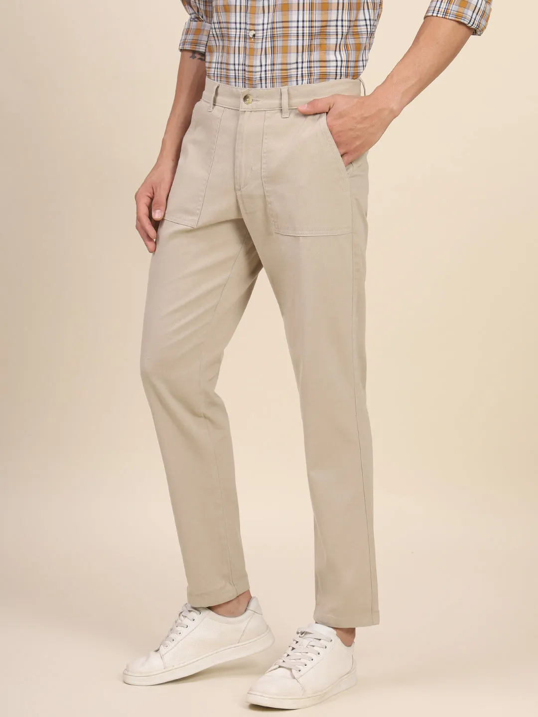 Men's Beige Chino Smart Casual Look For Season Essential