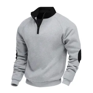 Men's Casual Colorblock Half Zip Stand Collar Long Sleeve Sweatshirt 24671075Y