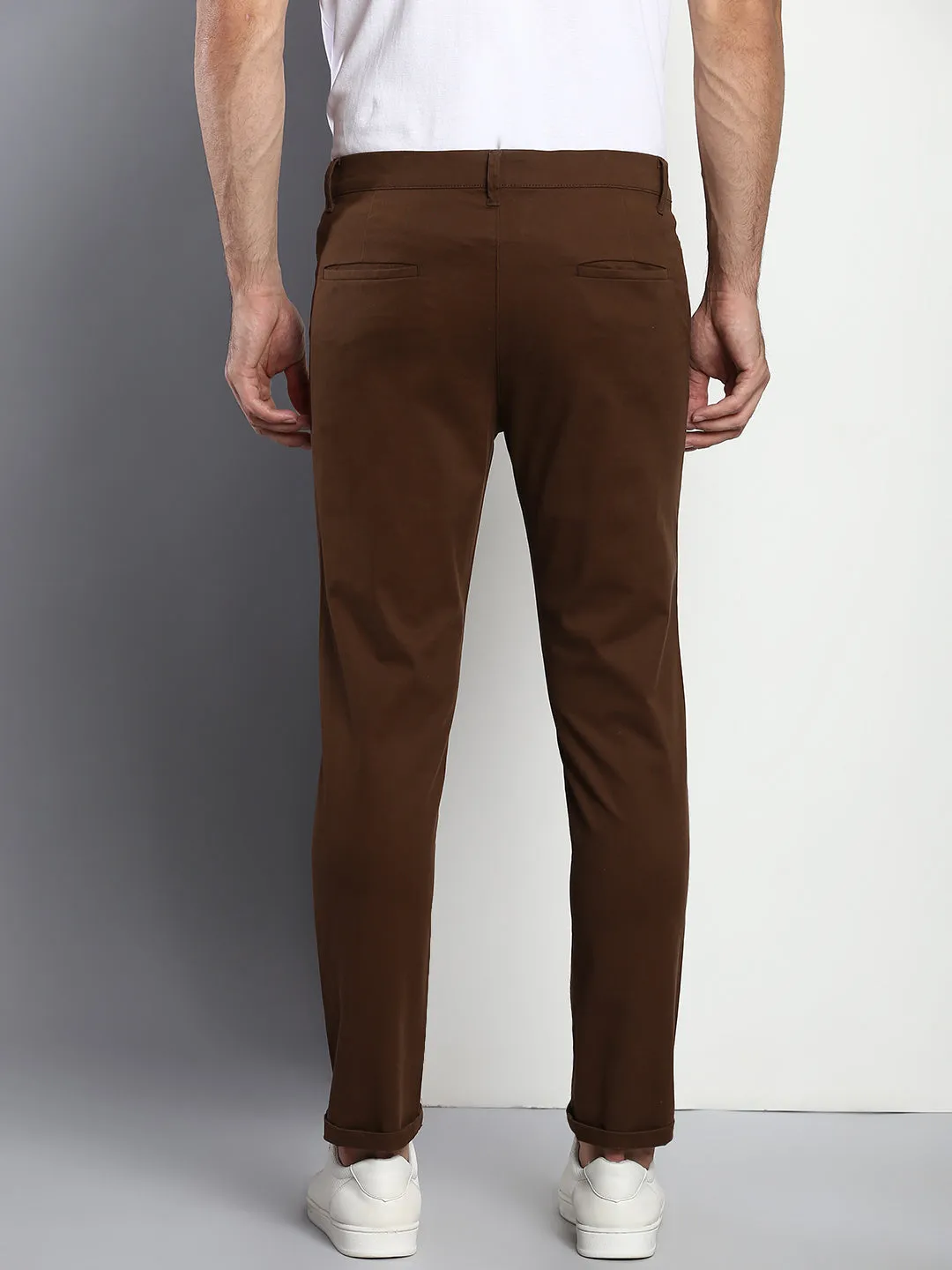 Men's Tapered Fit Cotton Chinos (Brown)