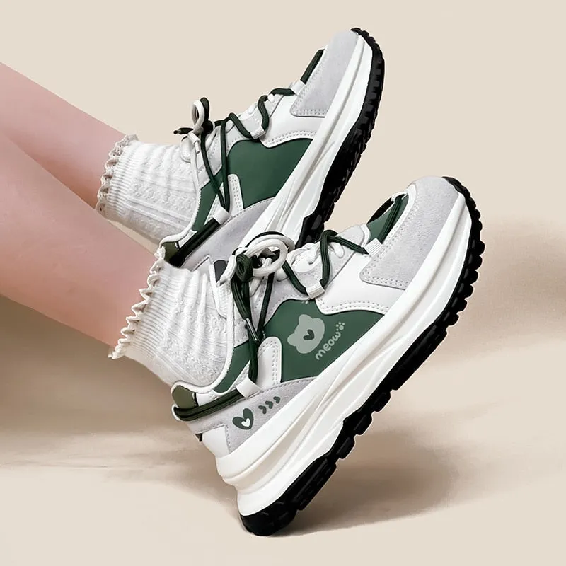 Meow Army Green Sneakers