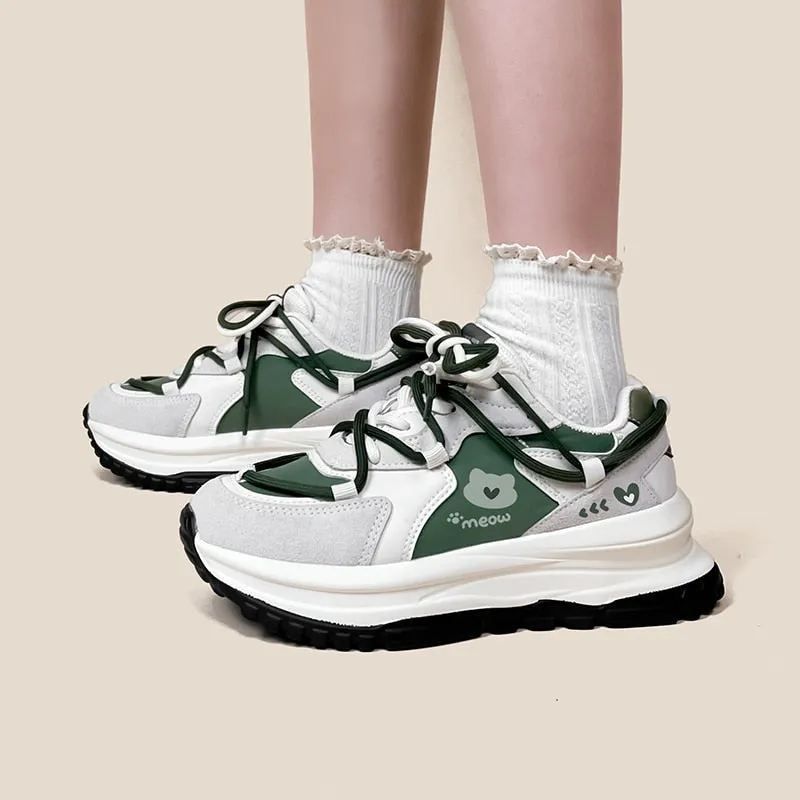 Meow Army Green Sneakers