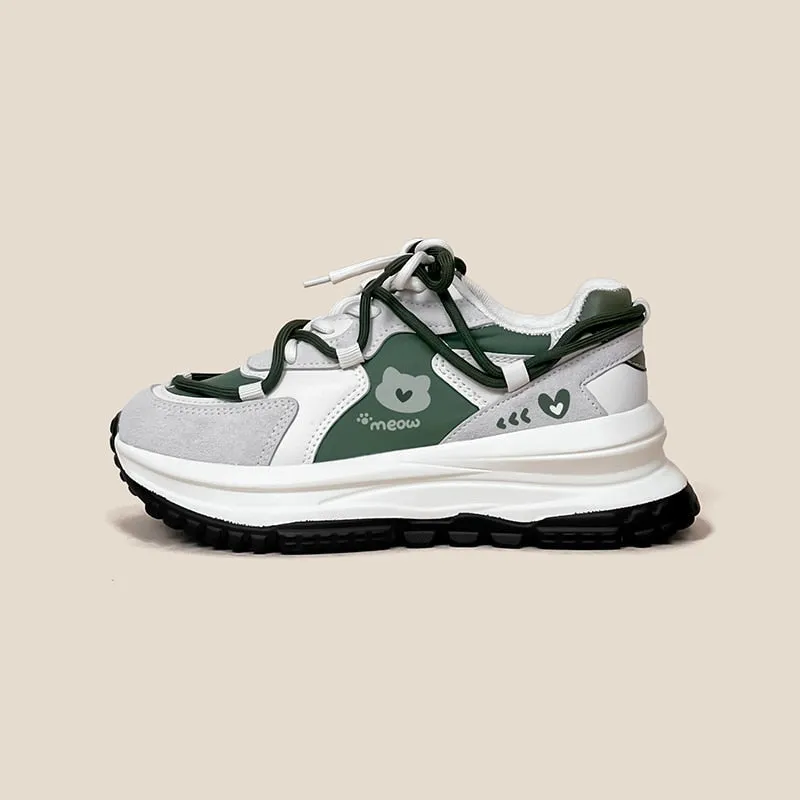 Meow Army Green Sneakers