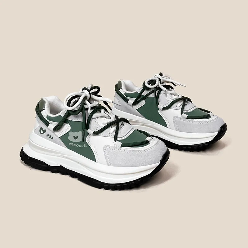 Meow Army Green Sneakers