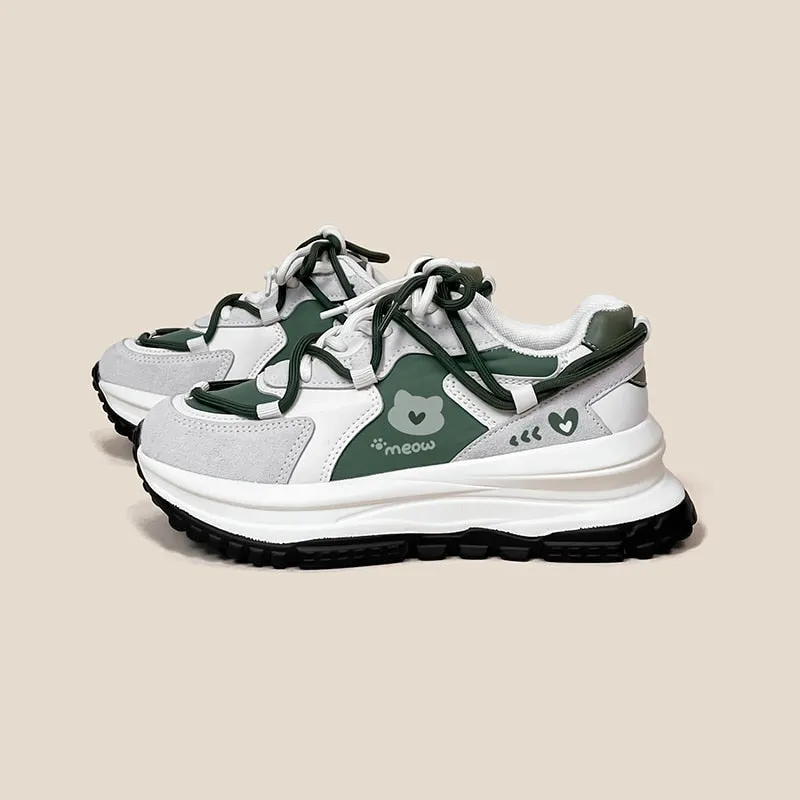 Meow Army Green Sneakers