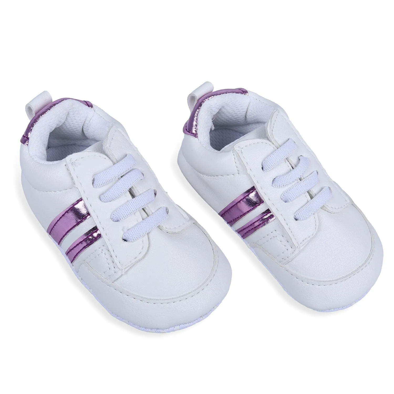 Metallic Stripes Fancy Anti-Slip Sneaker Shoes - White