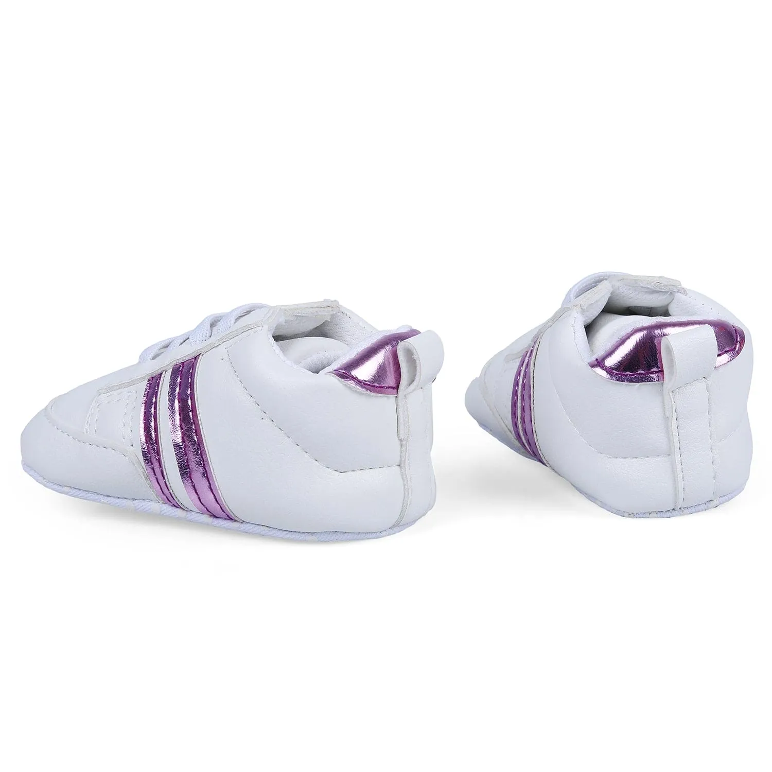 Metallic Stripes Fancy Anti-Slip Sneaker Shoes - White