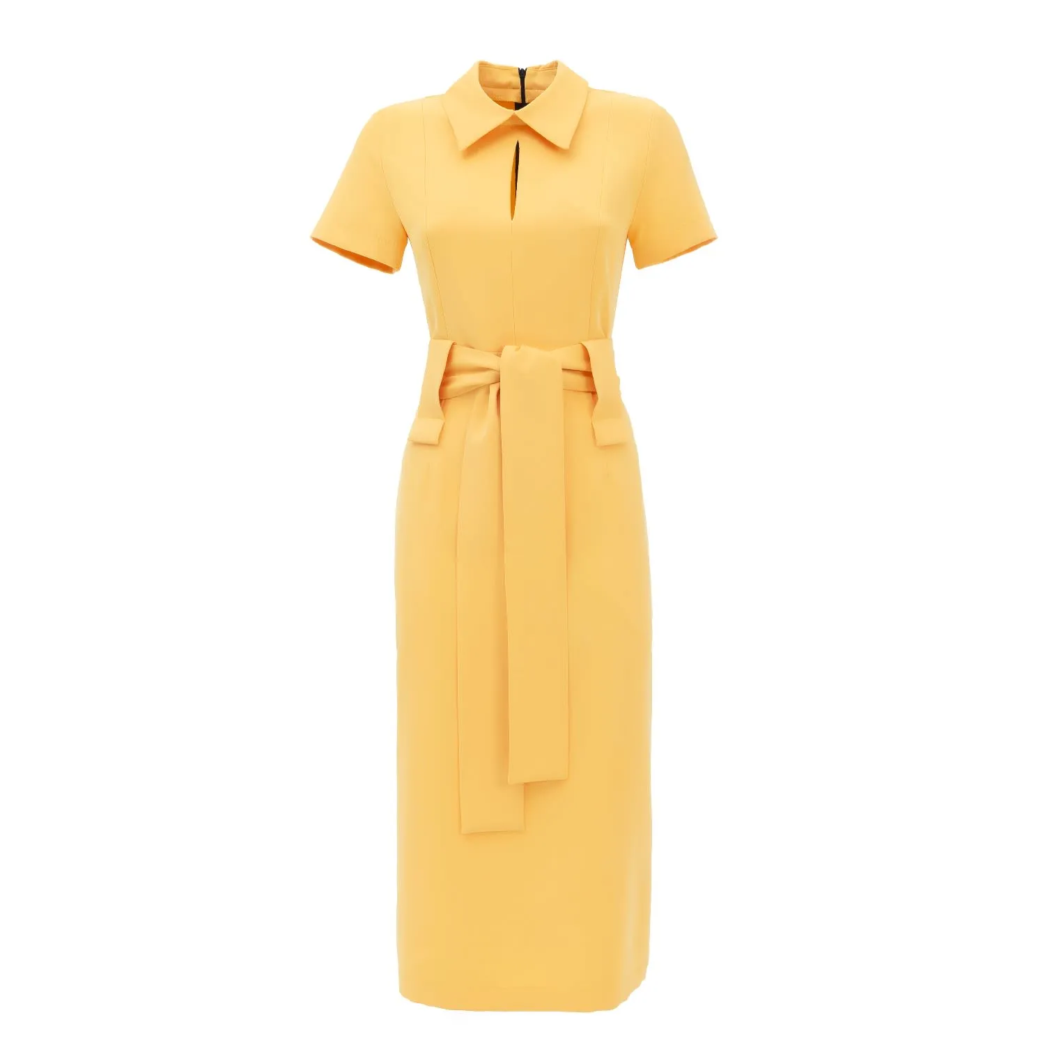 Midi Dress With Belt Pale Yellow