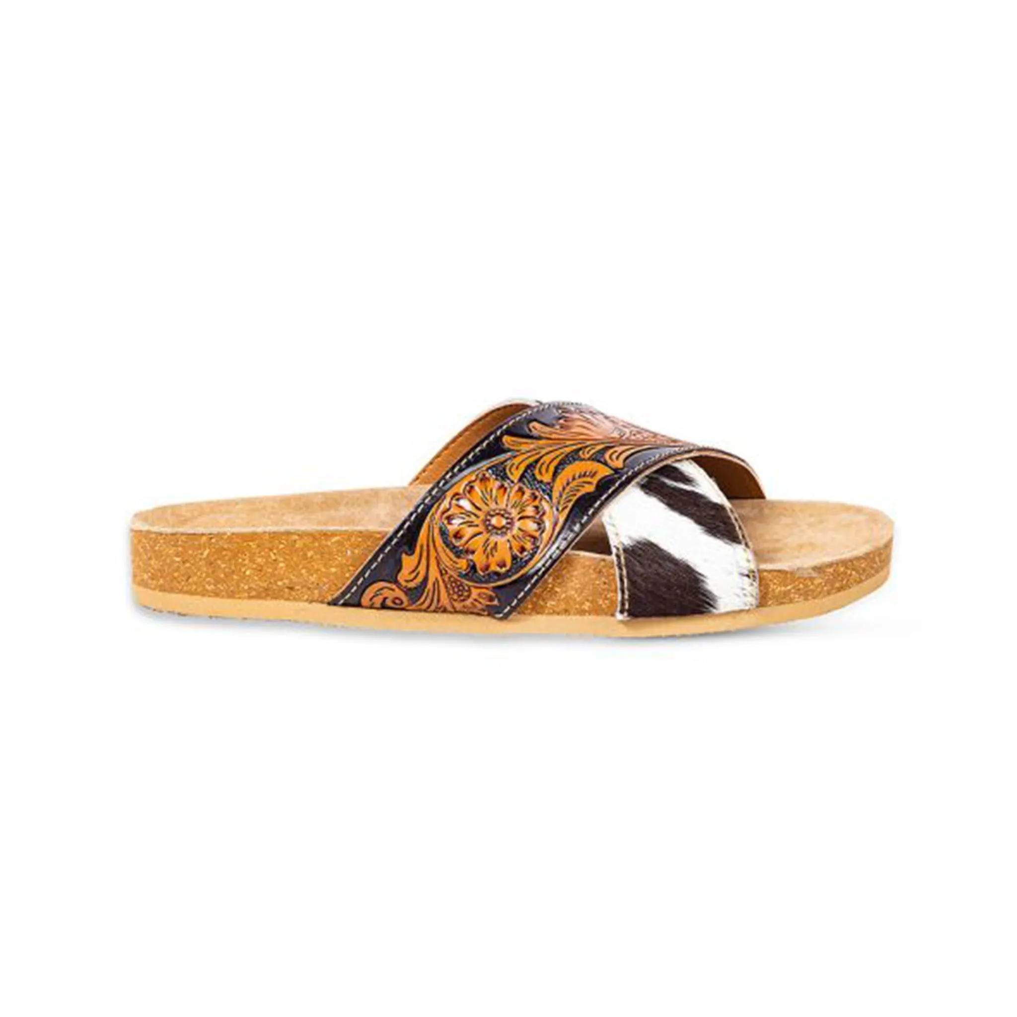 Myra Bags Women's Tooled Cowhide Strap Sandal