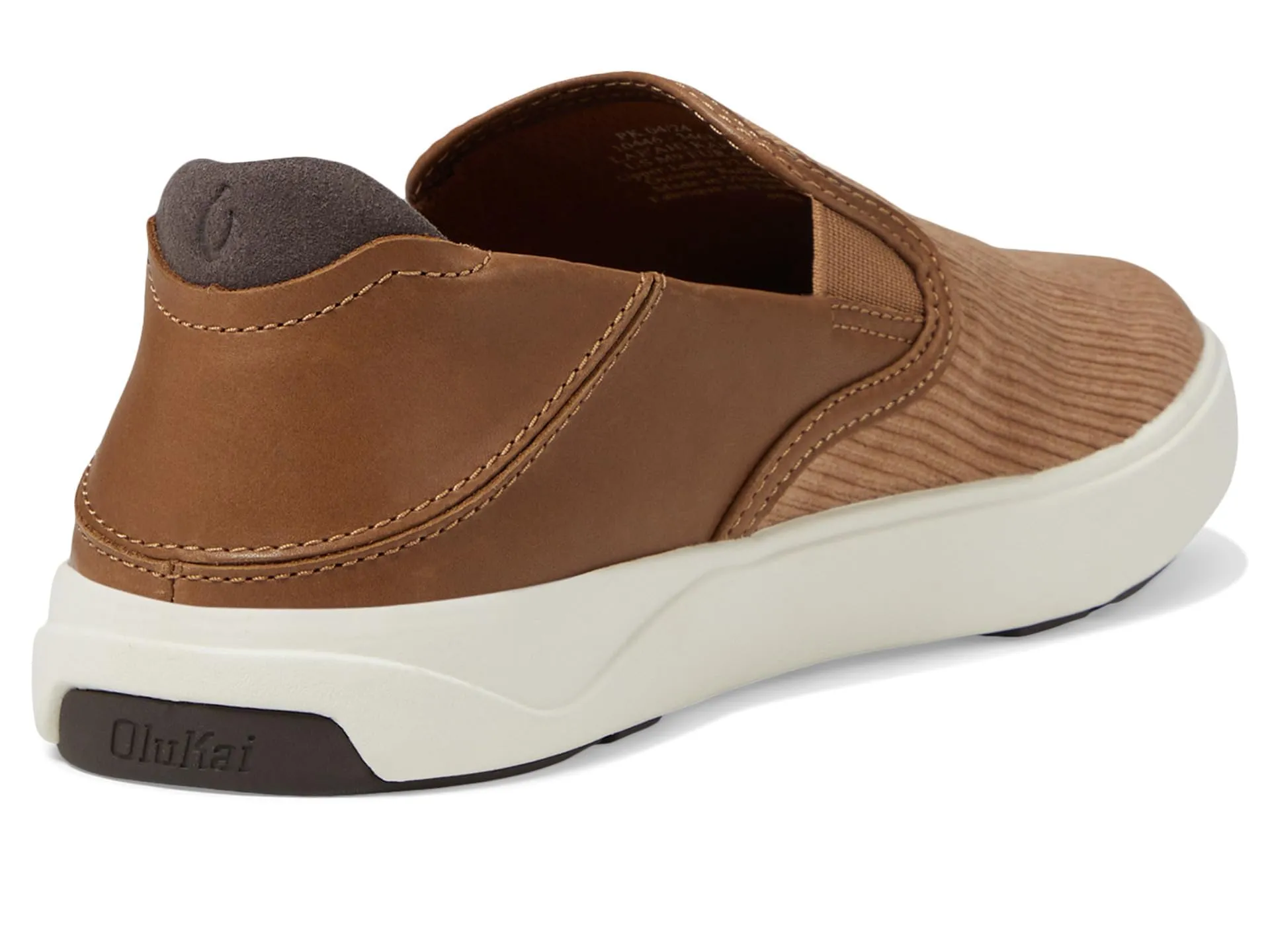 OLUKAI Lae'ahi Kapa Men's Slip On Sneakers,Drop-in Heel & Comfort Fit, Tan / Dk Wood