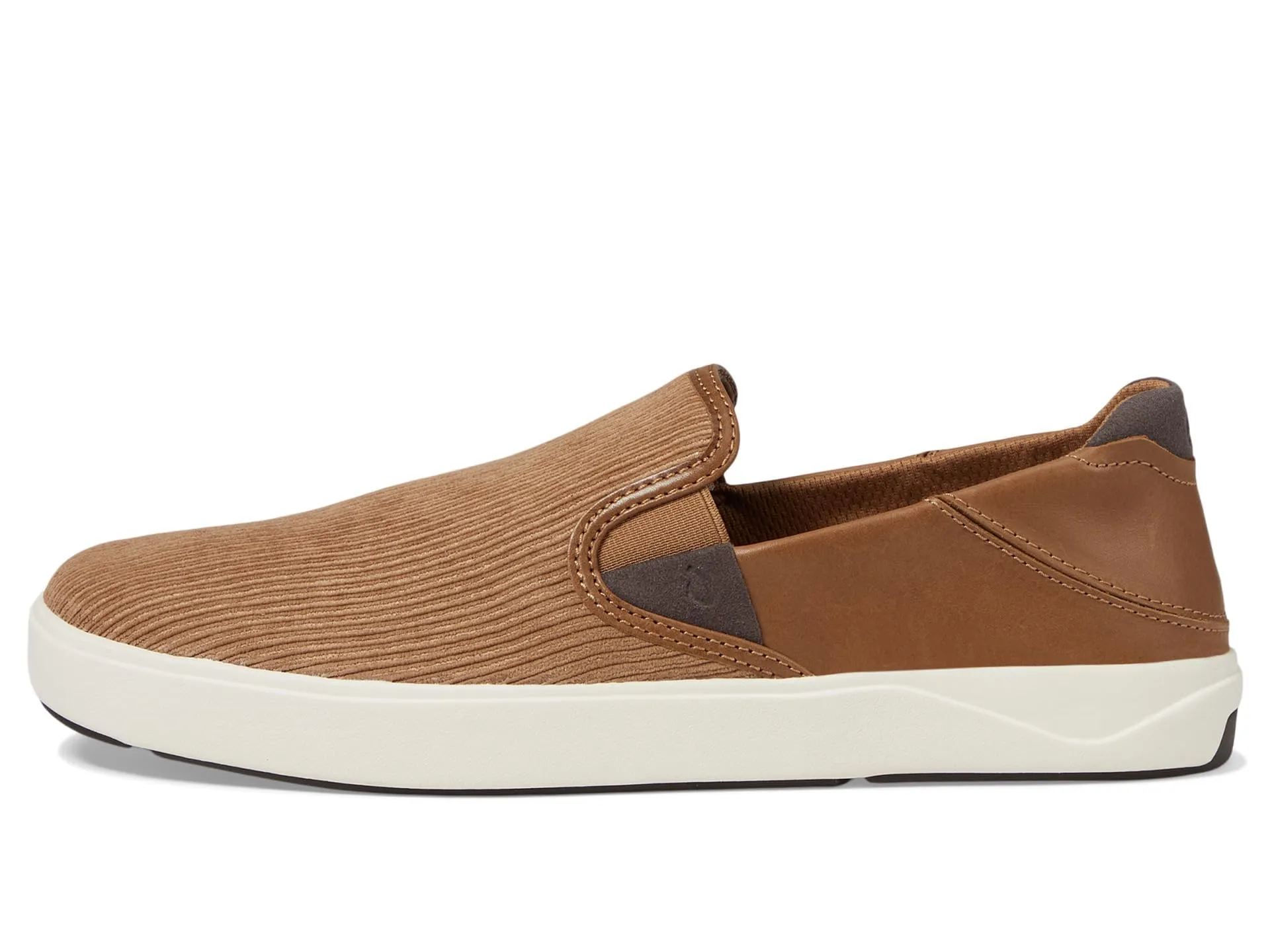 OLUKAI Lae'ahi Kapa Men's Slip On Sneakers,Drop-in Heel & Comfort Fit, Tan / Dk Wood