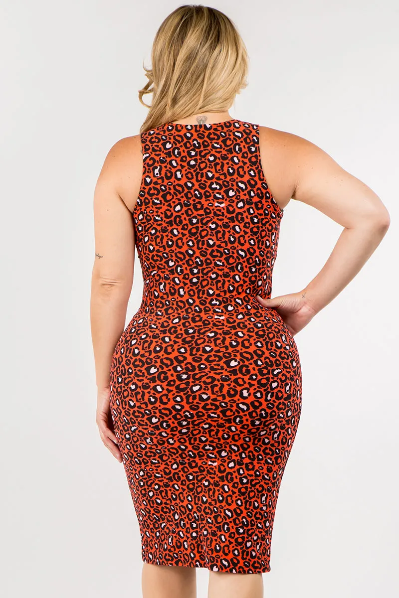 Plus Size Wildly Fierce Leopard Tank Midi Dress