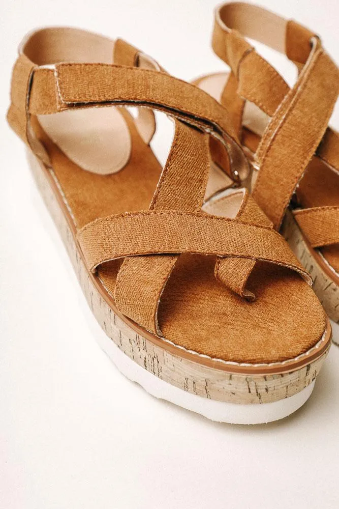 Sara Platform Sandals in Camel