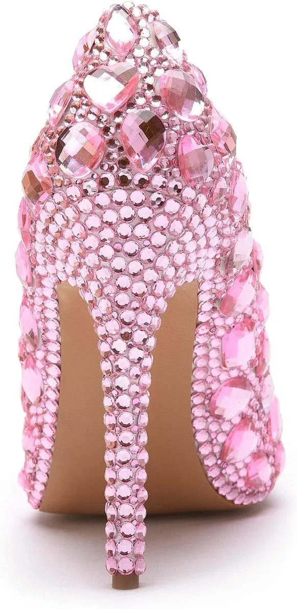 Stiletto Pink Rhinestone Party Prom Heels