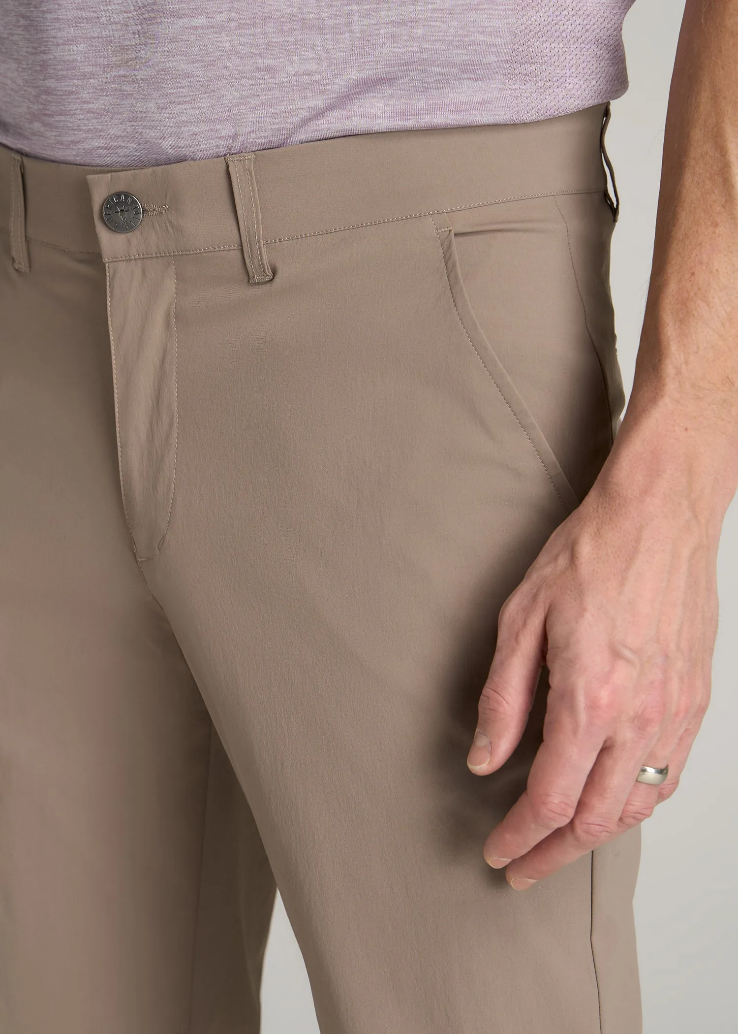 TAPERED FIT Traveler Chino Pants for Tall Men in Dark Sand