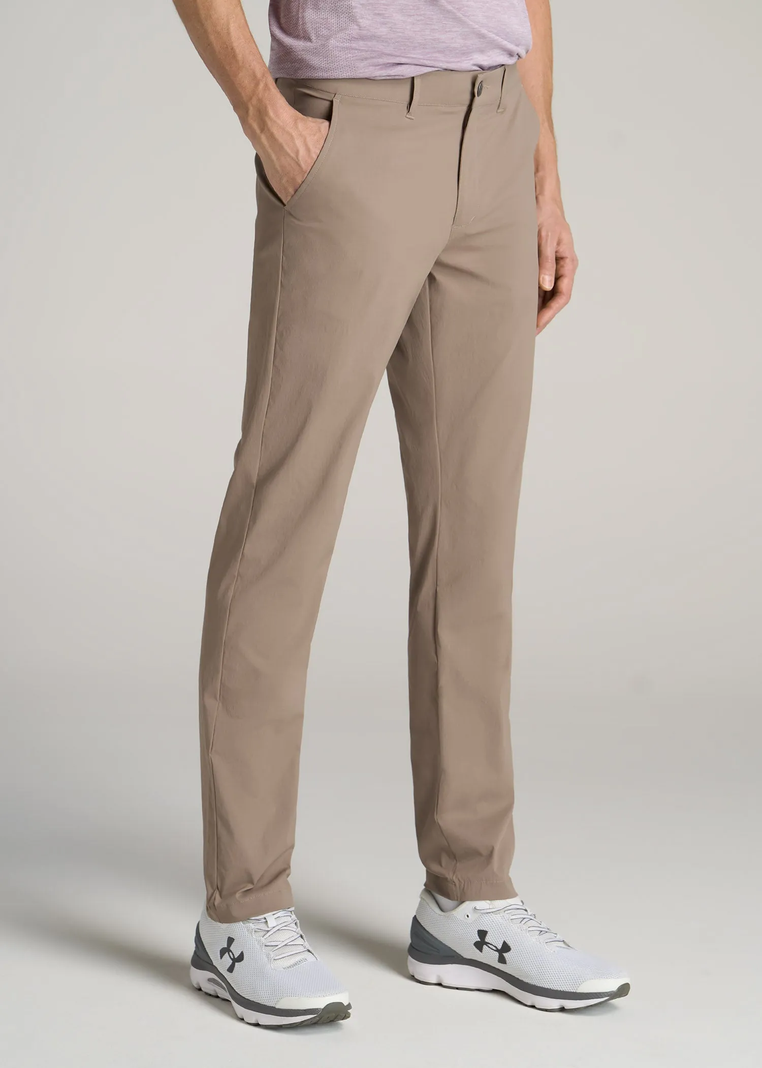 TAPERED FIT Traveler Chino Pants for Tall Men in Dark Sand