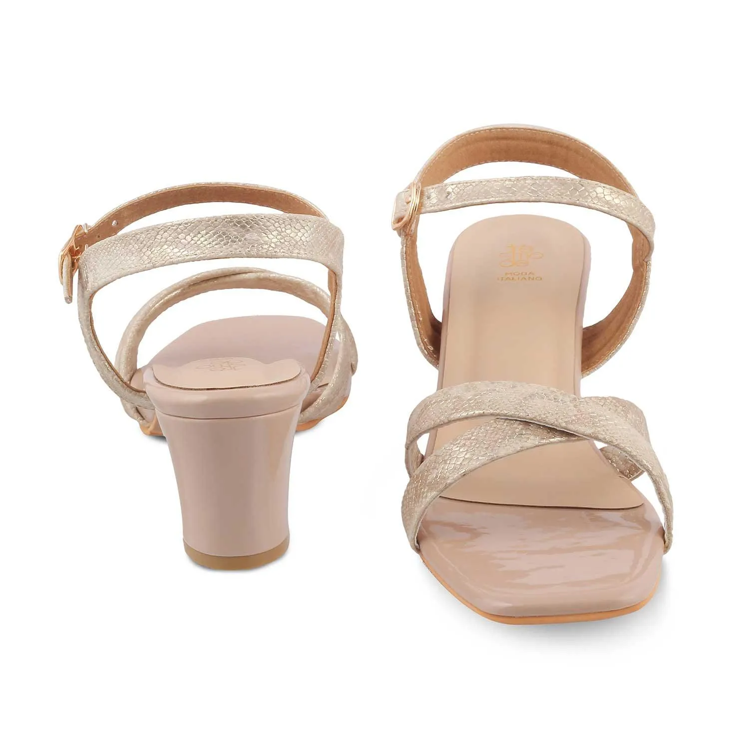 The Milano Gold Women's Dress Block Heel Sandals Tresmode