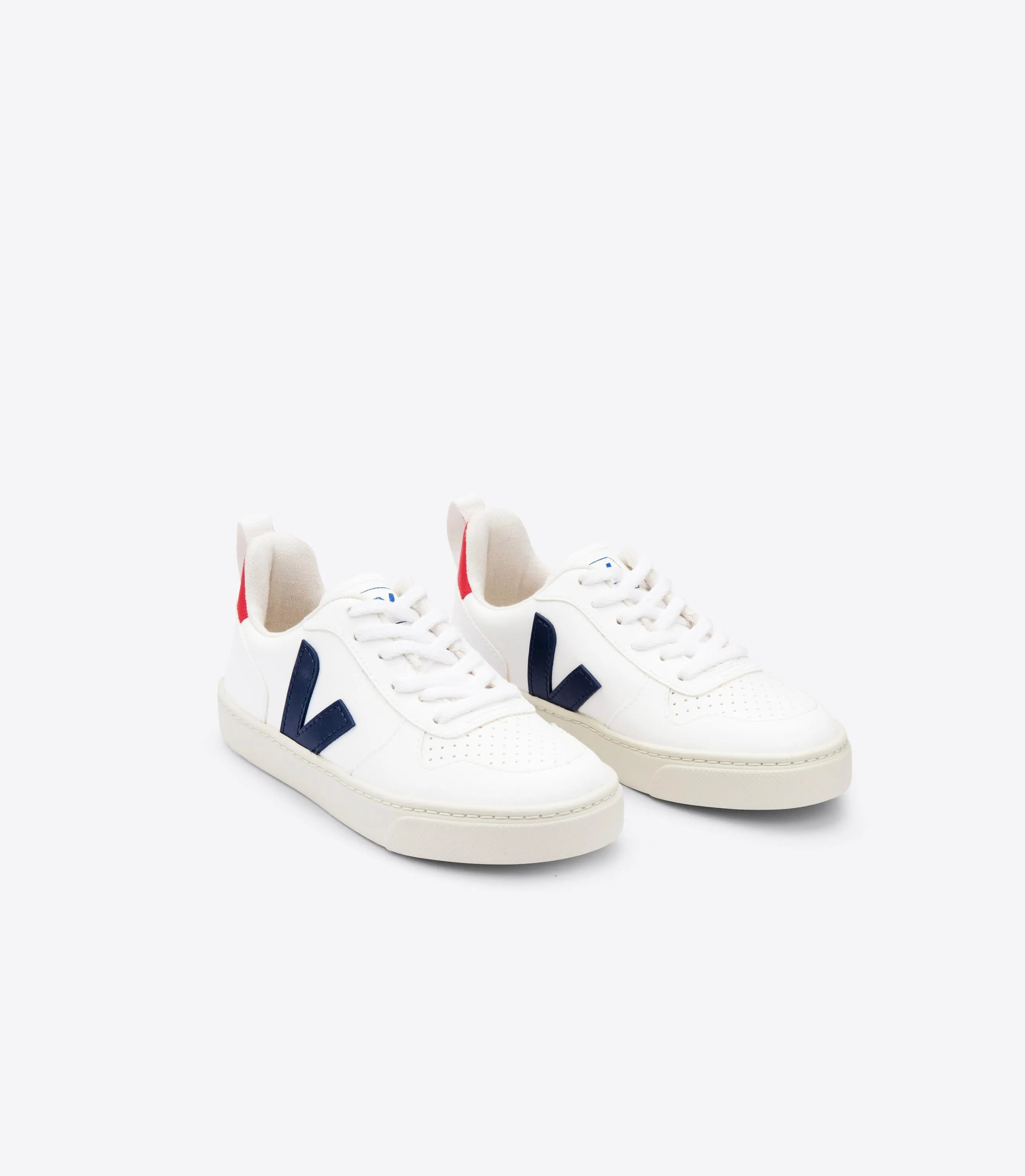 Veja V-10 Lace Boys Girls White Cobalt Pekin Trainer