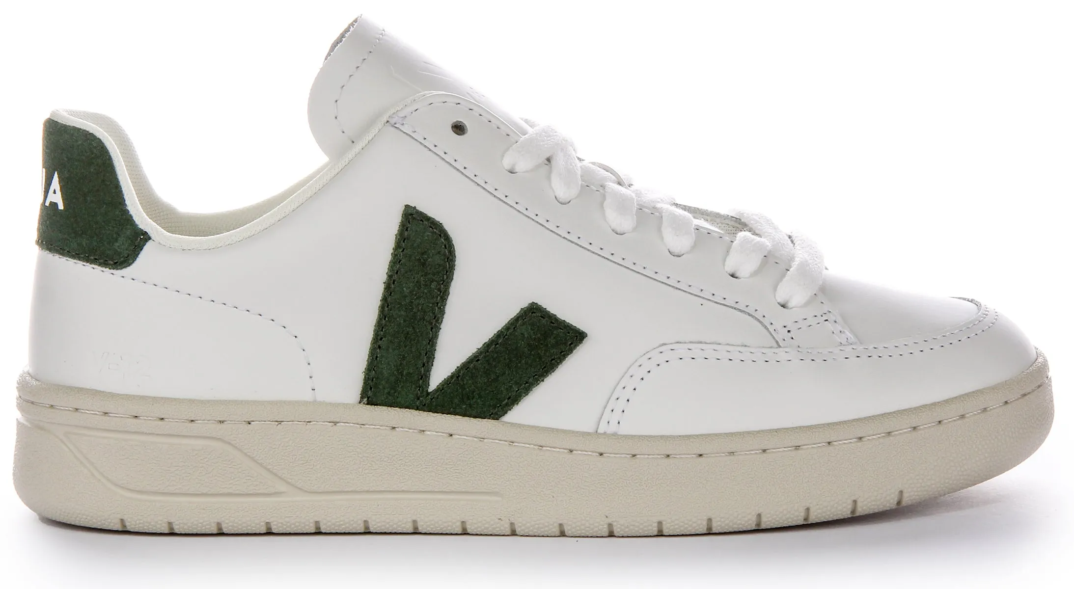 Veja V 12 Leather In White Green For Women