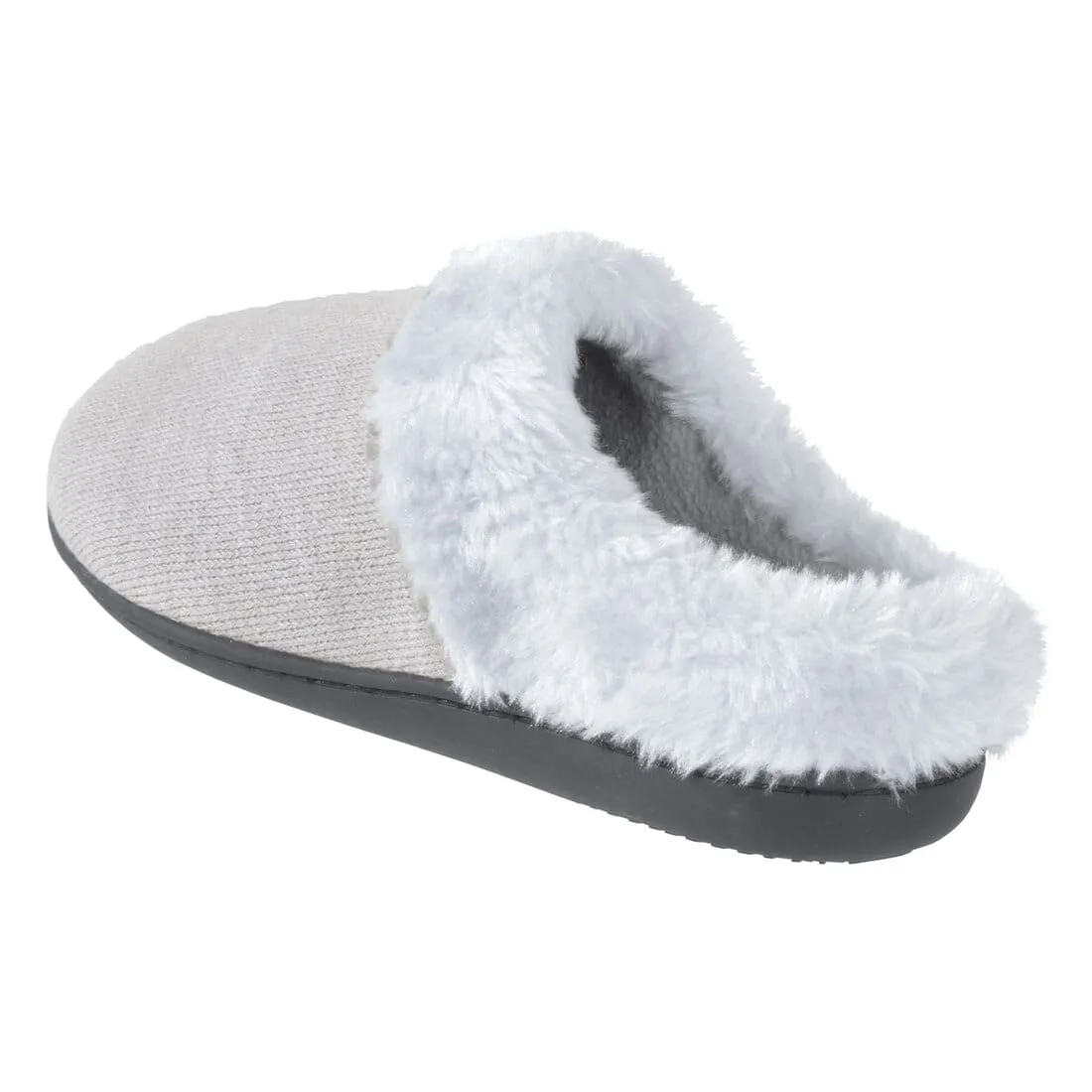 Womens Mule Slippers Knitted Upper Fleece Lining Non-Slip